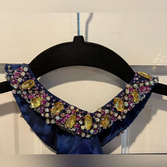 Wow! Prom & Pageant 100% Silk Formal Dress Sleeveless Gold Blue Y2K Size 4 - Picture 4 of 8